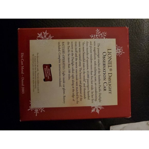 Hallmark Keepsake Ornament 2003 Lionel Daylight Observation Car Ornament - Picture 3 of 5